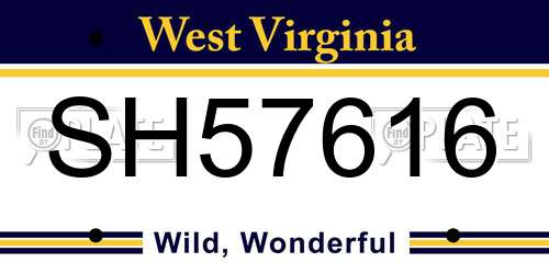 SH57616 West Virginia License Plate