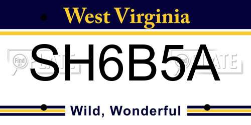 SH6B5A West Virginia License Plate