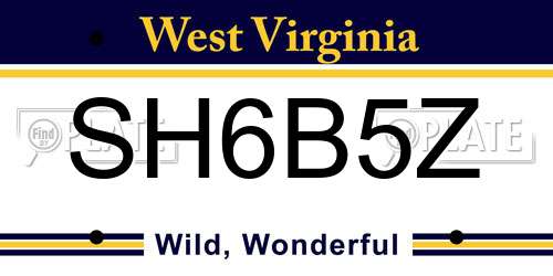 SH6B5Z West Virginia License Plate