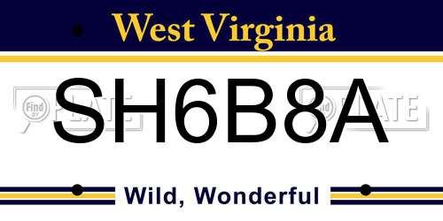 SH6B8A West Virginia License Plate