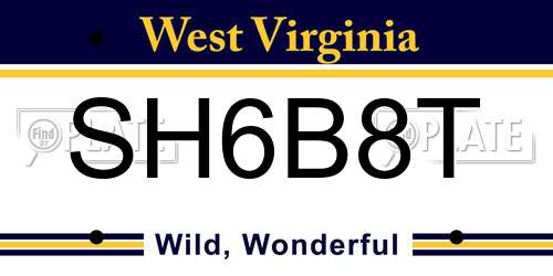 SH6B8T West Virginia License Plate