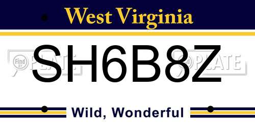 SH6B8Z West Virginia License Plate