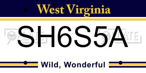 SH6S5A West Virginia License Plate