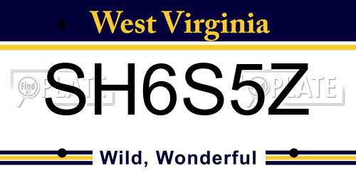 SH6S5Z West Virginia License Plate