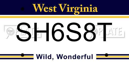 SH6S8T West Virginia License Plate