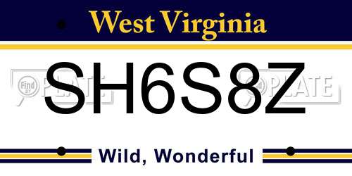 SH6S8Z West Virginia License Plate
