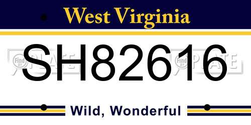 SH82616 West Virginia License Plate