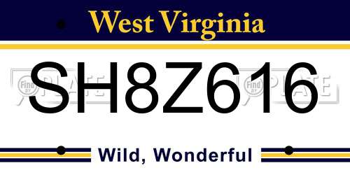 SH8Z616 West Virginia License Plate