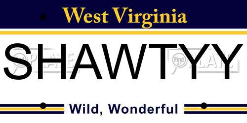 SHAWTYY West Virginia License Plate