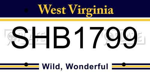 SHB1799 West Virginia License Plate