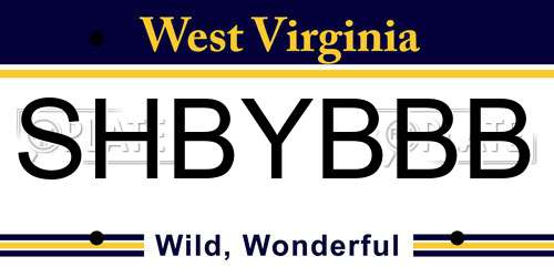 SHBYBBB West Virginia License Plate