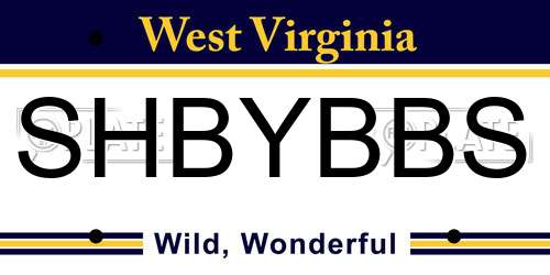 SHBYBBS West Virginia License Plate