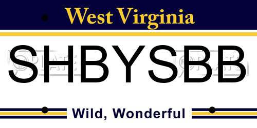SHBYSBB West Virginia License Plate