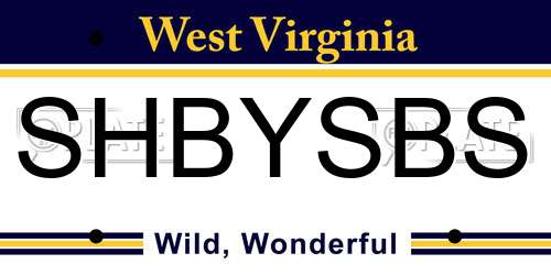 SHBYSBS West Virginia License Plate