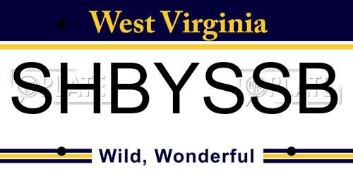 SHBYSSB West Virginia License Plate