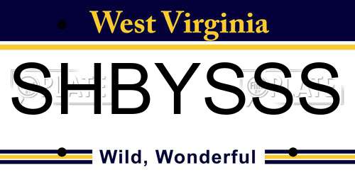 SHBYSSS West Virginia License Plate