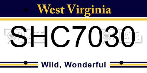 SHC7030 West Virginia License Plate