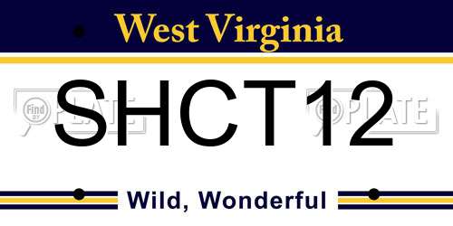 SHCT12 West Virginia License Plate