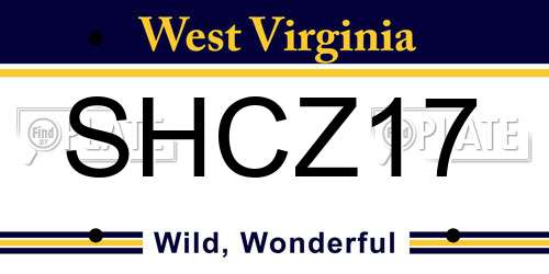 SHCZ17 West Virginia License Plate