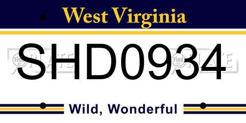 SHD0934 West Virginia License Plate