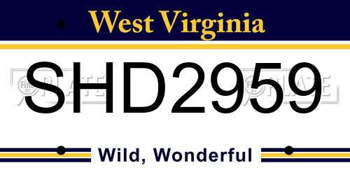 SHD2959 West Virginia License Plate