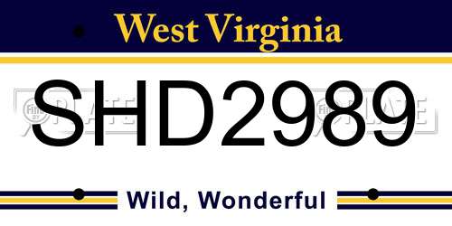 SHD2989 West Virginia License Plate