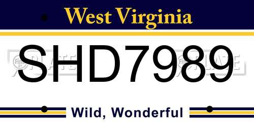 SHD7989 West Virginia License Plate