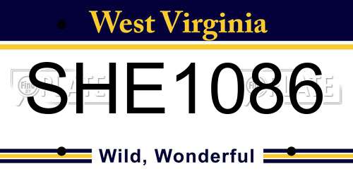 SHE1086 West Virginia License Plate