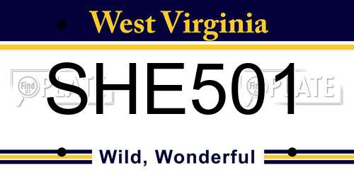 SHE501 West Virginia License Plate