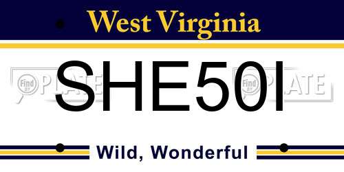 SHE50I West Virginia License Plate