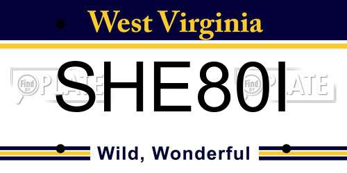 SHE80I West Virginia License Plate