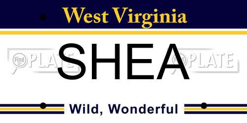 SHEA West Virginia License Plate