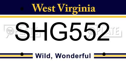 SHG552 West Virginia License Plate