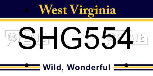 SHG554 West Virginia License Plate