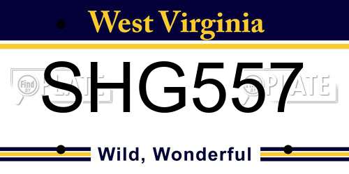 SHG557 West Virginia License Plate
