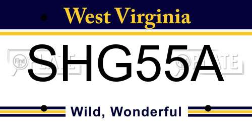 SHG55A West Virginia License Plate