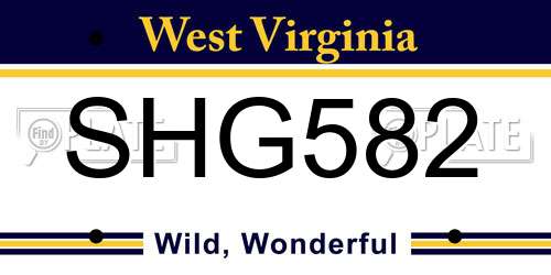 SHG582 West Virginia License Plate
