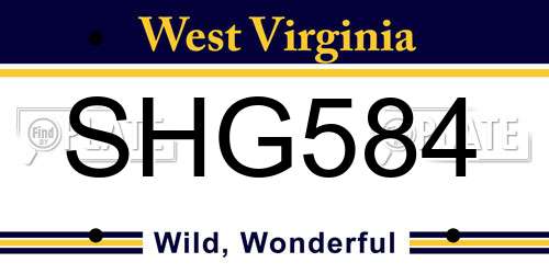 SHG584 West Virginia License Plate