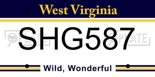 SHG587 West Virginia License Plate
