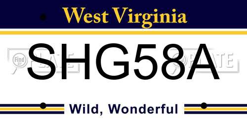 SHG58A West Virginia License Plate