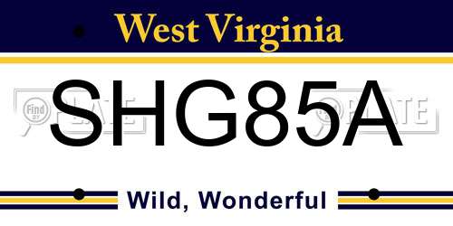 SHG85A West Virginia License Plate
