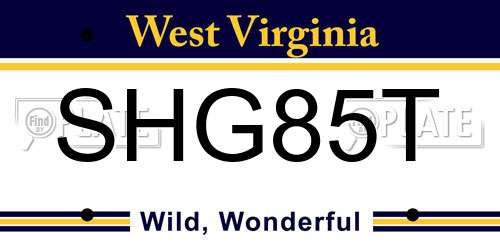 SHG85T West Virginia License Plate