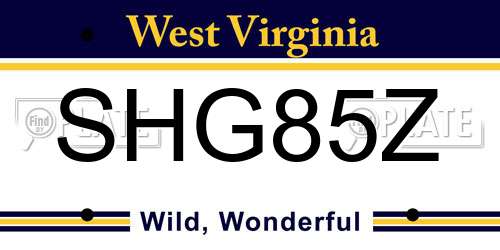 SHG85Z West Virginia License Plate