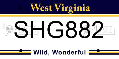 SHG882 West Virginia License Plate