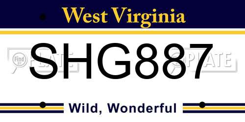 SHG887 West Virginia License Plate