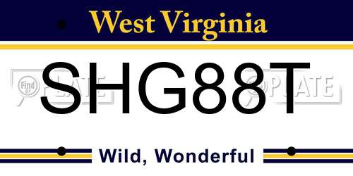 SHG88T West Virginia License Plate