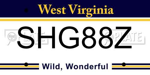 SHG88Z West Virginia License Plate