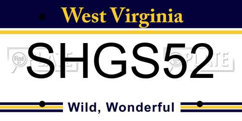 SHGS52 West Virginia License Plate