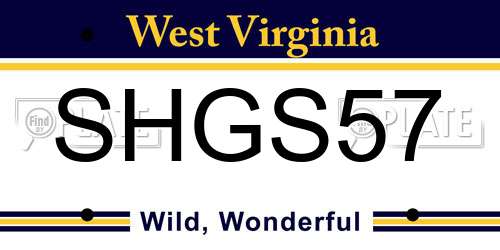 SHGS57 West Virginia License Plate