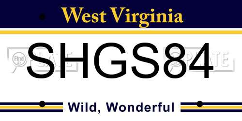 SHGS84 West Virginia License Plate